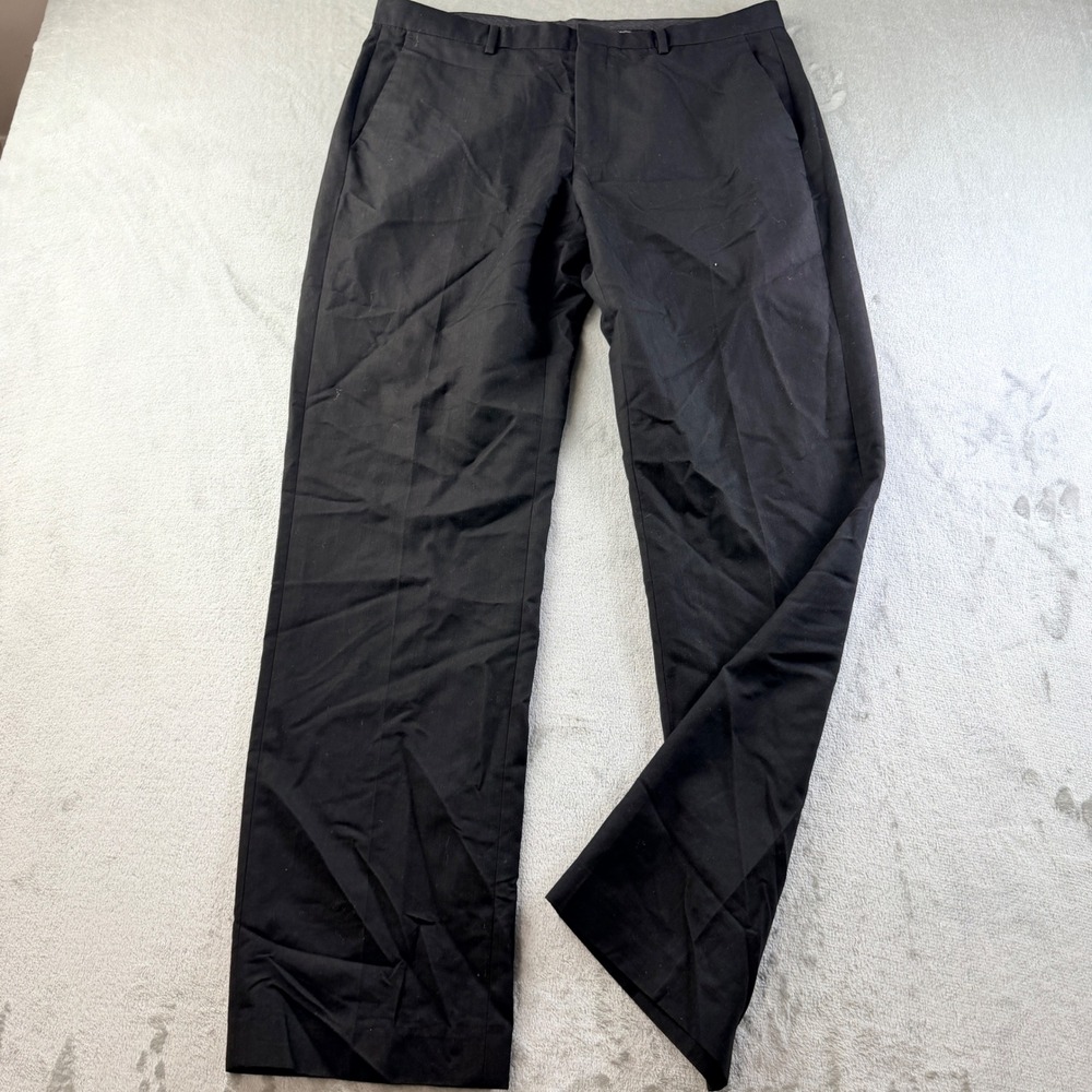 Calvin Klein Men's Dress Pants Black 34x32 Straight Leg Flat Front Trousers